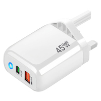 Cargador Superrápido GaN Real de 45 W con Puerto Tipo-C + USB-A, PD45W, Compatible con Carga de Portátiles
