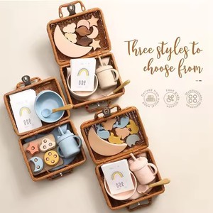 Luckykoo - Juego de Regalo para Bebés, Cestas Portátiles de Silicona de Grado Alimenticio, Libres de BPA, Juguetes Apilables, Vajilla para Alimentación - Product Image 1