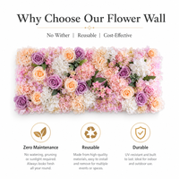 Panneau mural de fleurs artificielles multicolores avec roses et hortensias pour toile de fond de mariage, fond de diffusion en direct, vitrine de magasin, décoration murale de fête
