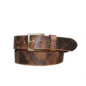 Cinturón de Cuero Genuino Estilo Retro con Hebilla Metálica, Diseños Personalizables OEM ODM y Cinturones Vintage Duraderos Hechos a Mano para Hombre - Product Image 1