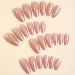 Almond <strong>Plain</strong> Color Electroplated <strong>Nail</strong> Tips Finished Detachable Handcrafted Wearable False <strong>Nails</strong> with a Premium Feel - Product Image 3