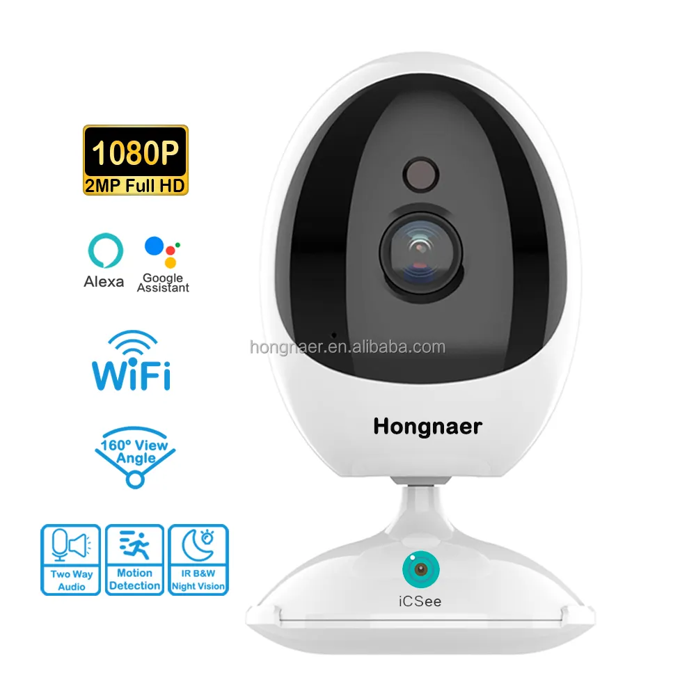 Hongnaer 160 Graden Brede Kijkhoek Indoor Wifi Smart Home Draadloze Bewaking Ip Camera Cctv Icsee Wifi Beveiligingscamera