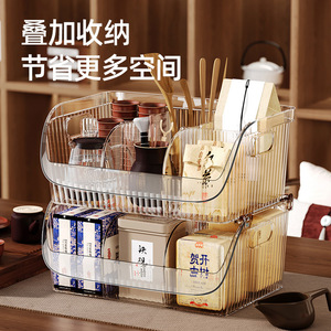 Tea Set Storage Box Transparent With Compartments For <b>Teacups</b> Tea Bags Accessories Desk Organizer - Product Image 3