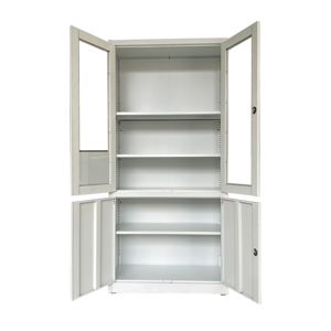 خزائن تخزين معدنية حديثة بأربعة أبواب متأرجحة خزانة عرض فولاذية بخمس طبقات مع زجاج للمكاتب والمدارس والمستشفيات متعددة الاستخدامات - Product Image 2