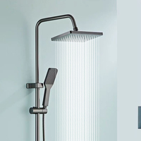Système de douche mural en aluminium pour salle de bain, avec jets de pluie massants, commande à touches piano, ensemble de douche mural, douchette à main et douchettes bidet