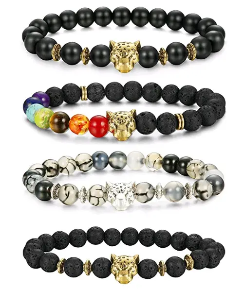 Offre Spéciale Bijoux Ensemble En Pierre Naturelle Bracelets Animaux Léopard Tête Perlée Bracelet Bijoux