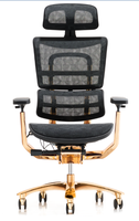 Fauteuil de Direction de Luxe pour PDG, Doré, avec Dossier Haut, Pivotant à 360°, Design Classique Moderne, en PU, Accoudoirs et Repose-Pieds