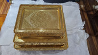 Groothandel Luxe Arabische Metalen Ijzer Dessertbord Goud Snack Serveerschaal Droog Fruit Decoratie Dienblad Met Deksel