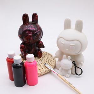 Artecho Figura Blanca Labubu DIY Pintada a Mano con Vinilo de Graffiti, Hucha de Pintura Fluida para Niños y Adultos <span class=keywords><strong>Bearbrick</strong></span> - Product Image 3