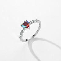 SPJ 925 plata esterlina moda corazones coloridos anillo para mujer Multicolor Zirconia anillos de dedo elegante joyería fina regalo
