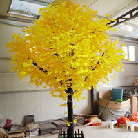 Arbre artificiel Ginkgo de 1,5 m en gros, feuilles dorées en soie, tronc réaliste, résistant aux UV pour extérieur, anniversaire, jardin