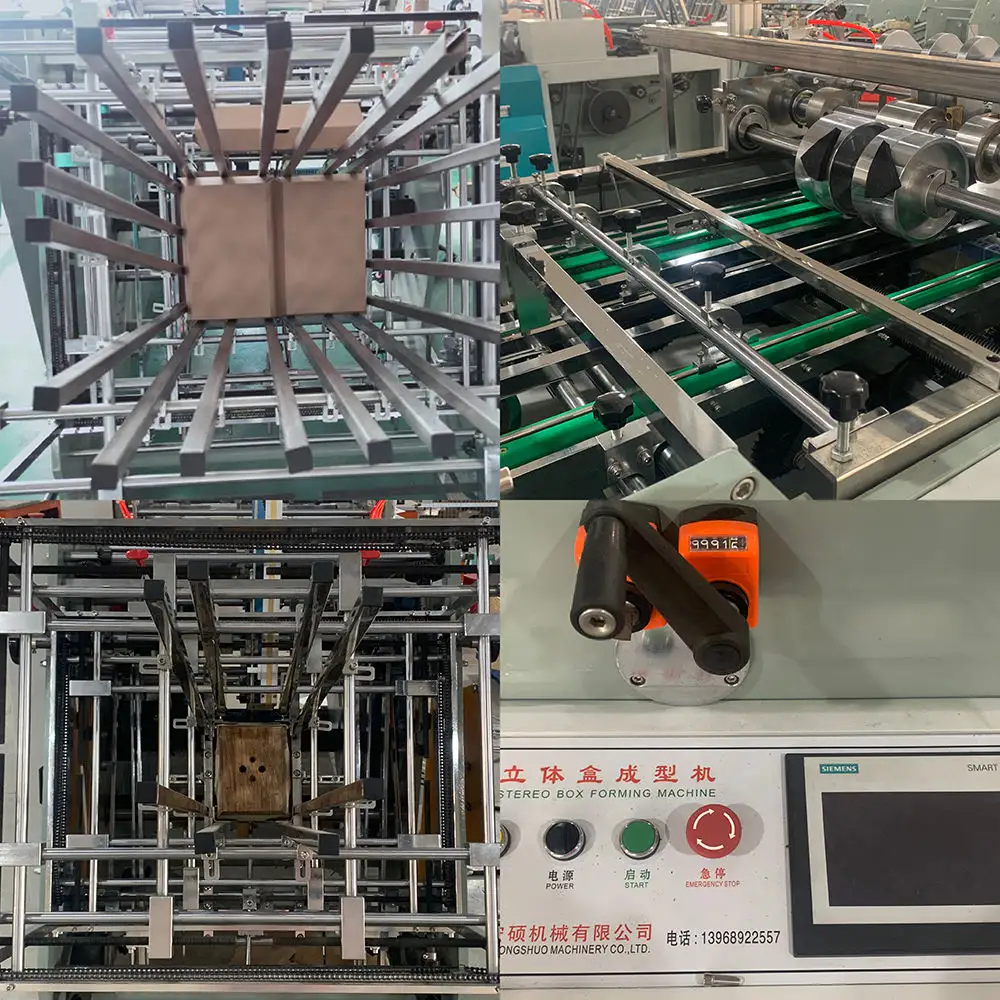 Hongshuo HS-HBJ-800 China Supply Automatic Cardboard Paper Lunch Box Making Forming Carton Erecting Packing Machine
