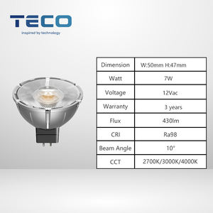 7W 12V MR16 Foco LED regulable 10 grados 2700K Bombillas blancas muy cálidas - Product Image 5