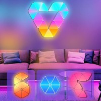 Panneaux lumineux triangulaires intelligents RGBIC à contrôle segmenté, éclairage mural d'ambiance, forme personnalisable, contrôle vocal via application, rétroéclairage TV, gaming