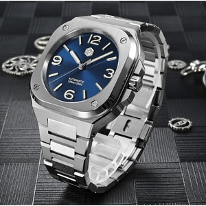 San Martin – montre de Sport classique de luxe pour hommes, boîtier carré distinctif en acier inoxydable, automatique et mécanique, 10 bars, BGW-9, 40mm - Product Image 4