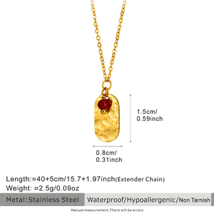 18 قيراط مطلية بالذهب غير النظامية هندسية عملة القصدير نمط أحمر الفاكهة الكرز الأحمر العقيق سلسلة قلادة الفولاذ المقاوم للصدأ - Product Image 5