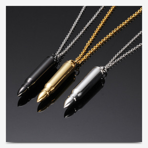 Collana da Uomo di Tendenza Street Hip Hop con Ciondolo a Proiettile in Acciaio Inossidabile Placcato <span class=keywords><strong>Oro</strong></span> Argento Inciso per Gioielli <span class=keywords><strong>Maschili</strong></span> - Product Image 3