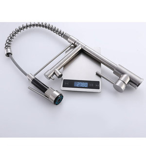 304 Stainless Steel Pull Out <b>Spray</b> Kitchen Faucet Dual Handle Deck <b>Mounted</b> Modern Design Ceramic Valve Core - Product Image 4