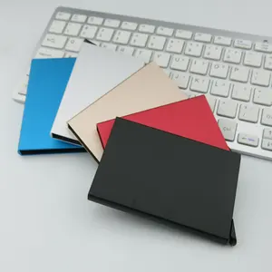 Sıcak satış özel Logo moda PVC deri alüminyum Metal RFID engelleme kimlik kredi kartı kart kılıfı tutucu