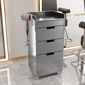 Chariot de Salon Gris Foncé, Meuble de Rangement Roulant pour Outils de Barbier avec Tiroirs, Support pour Sèche-Cheveux pour Studio de Beauté - Product Image 2