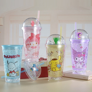 Double Walled Plastic Cup With Cartoon Characters 500Ml For Students Summer Use - Product Image 4