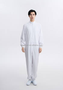 Très respirant antistatique blanc 100% Polyester combinaison de travail uniforme de protection pour l'industrie alimentaire hygiène vêtements de travail - Product Image 2