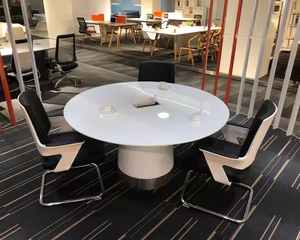 Table <span class=keywords><strong>de</strong></span> conférence moderne <span class=keywords><strong>de</strong></span> luxe en MDF blanc pour 4 à 6 personnes, mobilier <span class=keywords><strong>de</strong></span> bureau élégant pour les réunions, l'école, le salon, le bureau à domicile - Product Image 1