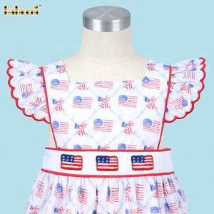 Ensembles de vêtements pour bébés garçons, motif drapeaux américains, broderie à la main, collection automne, OEM ODM, imprimé tricoté, 100% coton, ignifuge, certifié OEKO-TEX - Product Image 1