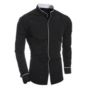 Chemises pour hommes en popeline de coton et polyester, coupe ajustée, à manches longues, décontractées, à un bouton, tricotées, collection automne, design de créateur, vente en gros sur mesure - Product Image 4