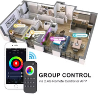 Contrôleur LED intelligent WiFi Tuya WT5 12V 24V RGBCCT RGB double blanc monochrome pour bandes lumineuses avec télécommande RF 2.4G et variateur