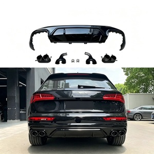 Diffuseur de pare-chocs arrière noir brillant avec embouts d'échappement quadruples pour Audi Q5 SQ5 B9 FY 2018-2021 - Product Image 1