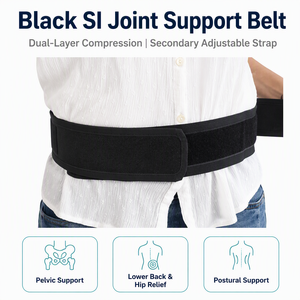 Cinturón <span class=keywords><strong>de</strong></span> Soporte Sacroilíaco Negro con Correa <span class=keywords><strong>de</strong></span> Compresión para Dolor Pélvico, <span class=keywords><strong>de</strong></span> Cadera y Lumbar - Product Image 1