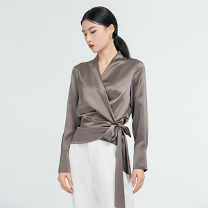 Camicette e <span class=keywords><strong>top</strong></span> da donna da donna in seta <span class=keywords><strong>elegante</strong></span> da 22MM in seta di gelso Design formale da donna a manica lunga - Product Image 6