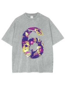 Lucky-Number เสื้อยืด NO.<span class=keywords><strong>6</strong></span>ชุด fantasyverse ผ้าฝ้าย100% ไหล่ปล่อยลง Crewneck กรดเฮฟวี่เวท - Product Image 3