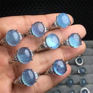 卸売 Kindfull クリスタル 天然 ハーキマーダイヤモンド クリスタル 楕円形 彫刻 ヒーリングストーン アクアマリン ガーネット 宝石 ジュエリー リング - Product Image 1