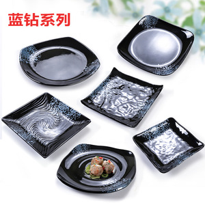 Plato Cuadrado de Melamina Azul Diamante, Plato Duradero para Comida de Hotel, Buffet, Restaurante, Plato Comercial para Filetes - Product Image 2