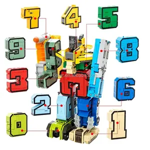 Robot angka matematika set blok bangunan, mainan Robot deformasi pendidikan, mainan Action Figure Digit kombinasi