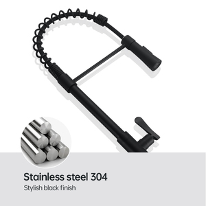 Rapsel torneira-grifo individual de acero inoxidable para <span class=keywords><strong>cocina</strong></span>, grifería extraíble, color negro mate - Product Image 4