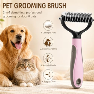Brosse à poils pour chien et chat, peigne de toilettage double face, outil pour enlever les poils lâches et démêler les nappes - Product Image 4