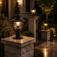 Lampadaire extérieur classique moderne avec lanterne en verre transparent