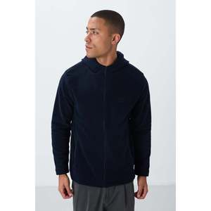 Sweat à capuche en polaire bleu marine pour homme Connell, manches régulières, anti-boulochage, 88313 - Product Image 2