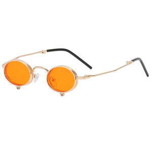 Gafas de Sol Redondas Vintage de Moda, Protección UV400, Montura Completa, Metal Negro, Ligeras, Unisex, Estilo Hip Hop - Product Image 6