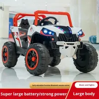 Poussette tout-terrain à quatre roues électrique en plastique pour enfants avec siège double télécommande pour adultes et enfants Lumières LED éblouissantes.