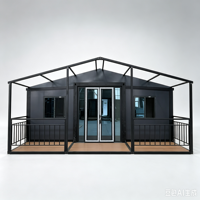 Maison modulaire préfabriquée sur mesure avec balcon avant, maison conteneur à structure en acier à assemblage rapide pour complexe hôtelier et villa