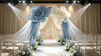 Arche géante en papier froissé avec draperie en tulle pour la décoration de la cérémonie de mariage, de la scène et de la cabine photo