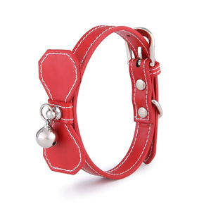Collar personalizable de piel sintética para perros y gatos, venta al por mayor de fábrica, Collar pequeño de color sólido para mascotas con campana de lazo, diseño de moda - Product Image 2
