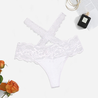 Culotte blanche en dentelle superposée sexy pour femmes, sous-vêtements en coton pour femmes