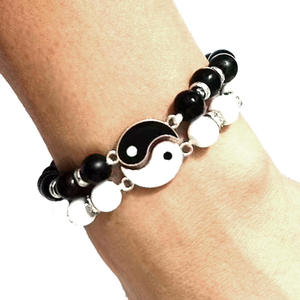 Pulseras de la suerte Yin Yang blancas y negras al por mayor para parejas, a la moda, a juego con el estilo <span class=keywords><strong>Tai</strong></span> Chi - Product Image 3