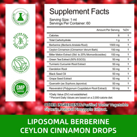 Greenpie Système immunitaire adulte Digestion Santé 60ml Vegan Berberine Gouttes liquides orales Extrait d'herbes Complément alimentaire