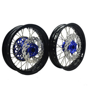 Juego de Ruedas <span class=keywords><strong>Supermotard</strong></span> de Alta Calidad de 17 Pulgadas para YZ125 YZ250, Llanta Negra con Buje Azul - Product Image 6